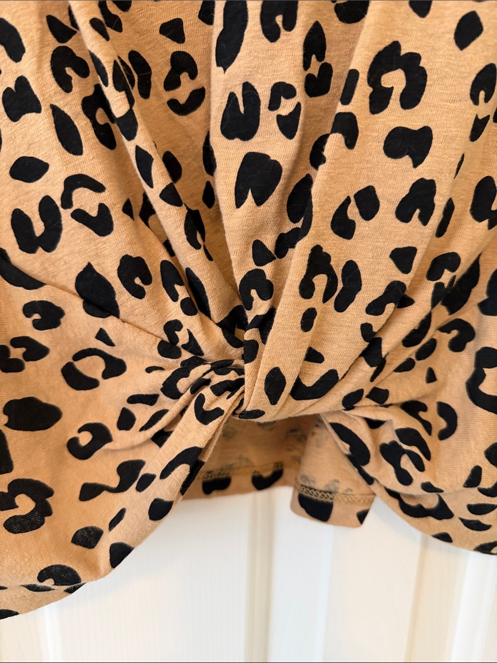 J. Crew Tan and Black Leopard Twist-Front Tank Top - Picture 3 of 5
